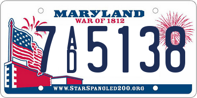 MD license plate 7AD5138