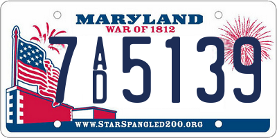 MD license plate 7AD5139