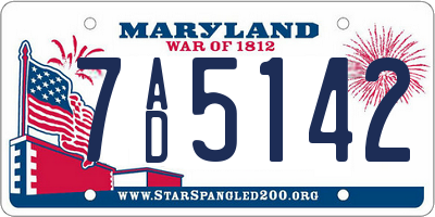MD license plate 7AD5142