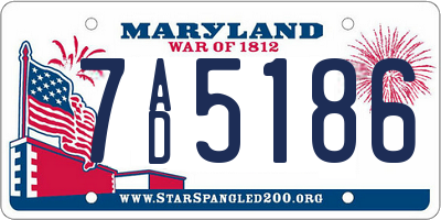 MD license plate 7AD5186