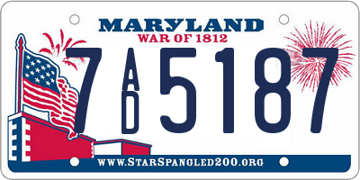 MD license plate 7AD5187