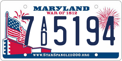 MD license plate 7AD5194