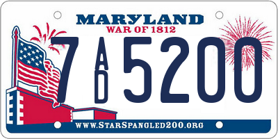 MD license plate 7AD5200