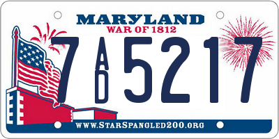 MD license plate 7AD5217