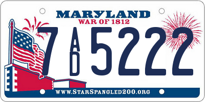 MD license plate 7AD5222