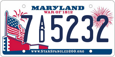 MD license plate 7AD5232