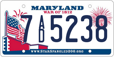 MD license plate 7AD5238