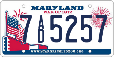 MD license plate 7AD5257