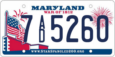MD license plate 7AD5260