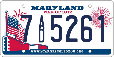 MD license plate 7AD5261