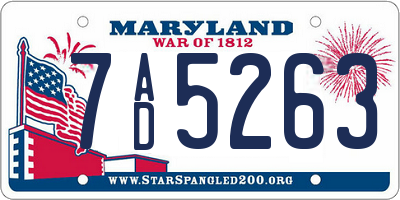 MD license plate 7AD5263