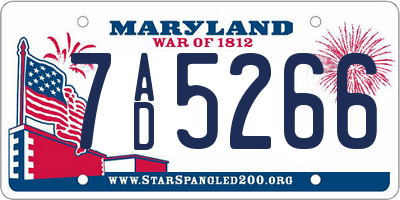 MD license plate 7AD5266