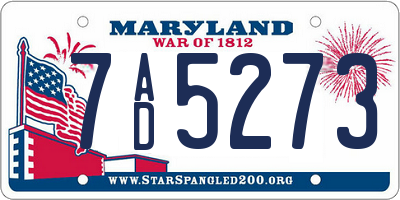 MD license plate 7AD5273