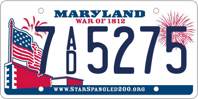 MD license plate 7AD5275