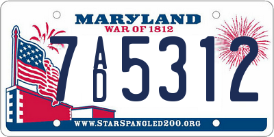 MD license plate 7AD5312
