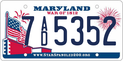 MD license plate 7AD5352