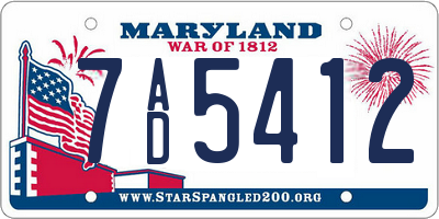 MD license plate 7AD5412
