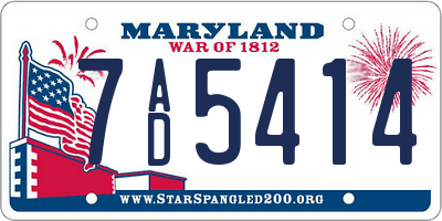 MD license plate 7AD5414