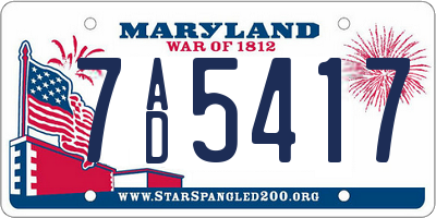 MD license plate 7AD5417