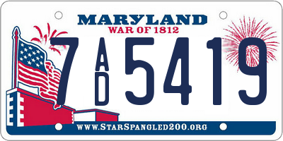 MD license plate 7AD5419