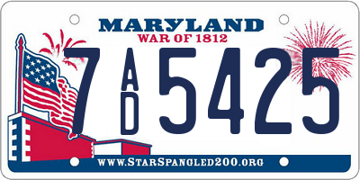 MD license plate 7AD5425