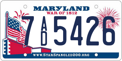 MD license plate 7AD5426