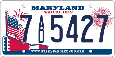 MD license plate 7AD5427