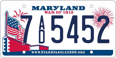 MD license plate 7AD5452
