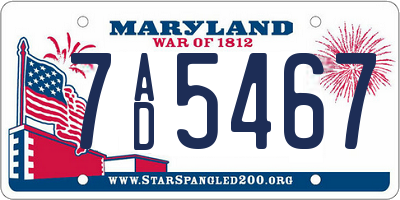 MD license plate 7AD5467