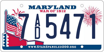 MD license plate 7AD5471