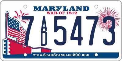 MD license plate 7AD5473