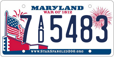 MD license plate 7AD5483