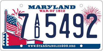 MD license plate 7AD5492