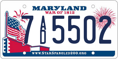MD license plate 7AD5502