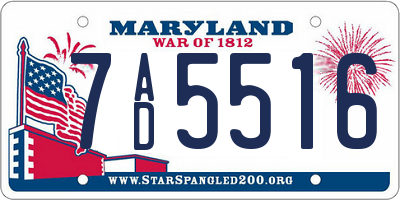 MD license plate 7AD5516