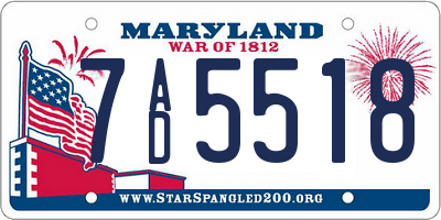 MD license plate 7AD5518