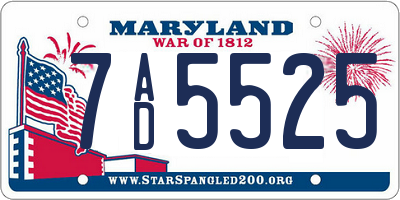 MD license plate 7AD5525