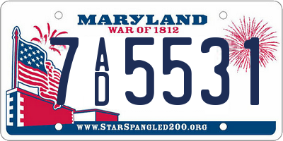 MD license plate 7AD5531