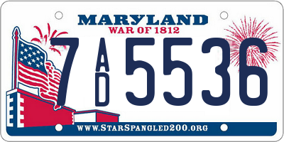MD license plate 7AD5536