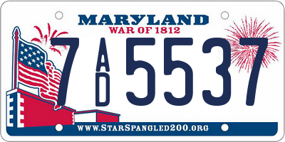 MD license plate 7AD5537
