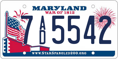 MD license plate 7AD5542