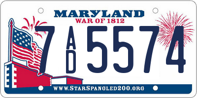 MD license plate 7AD5574