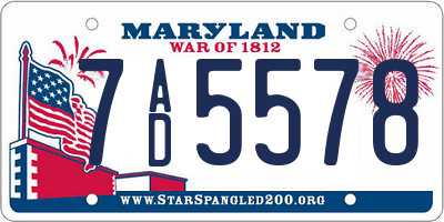 MD license plate 7AD5578