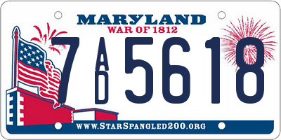 MD license plate 7AD5618