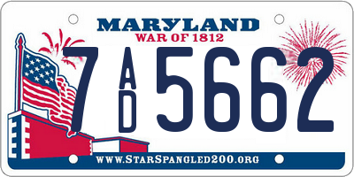 MD license plate 7AD5662