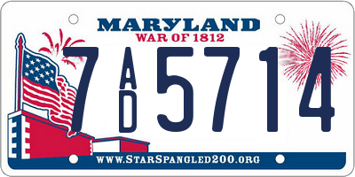 MD license plate 7AD5714