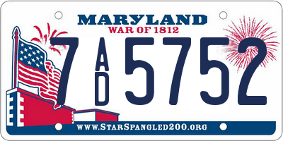 MD license plate 7AD5752