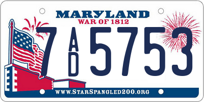 MD license plate 7AD5753