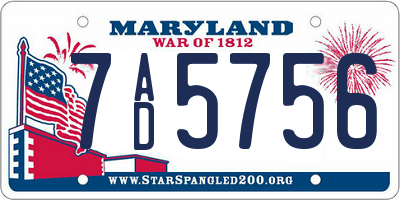 MD license plate 7AD5756