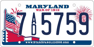 MD license plate 7AD5759